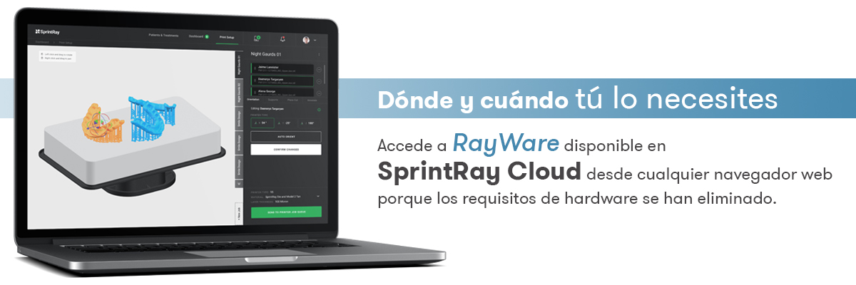 RayWare disponible en SprintRay Cloud Navegador Web